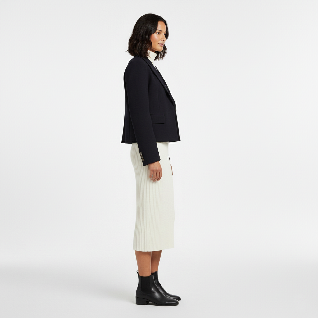Women's Cropped Navy Blazer