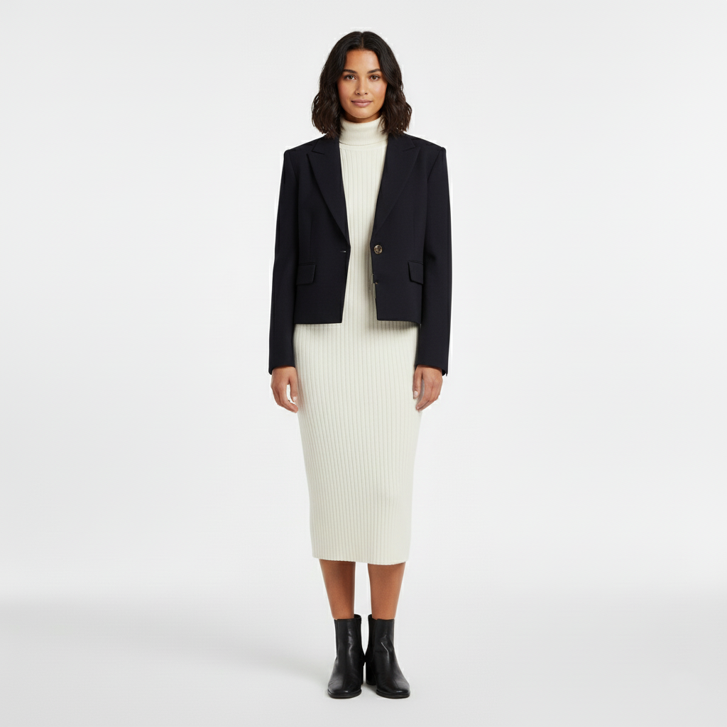 Women's Cropped Navy Blazer