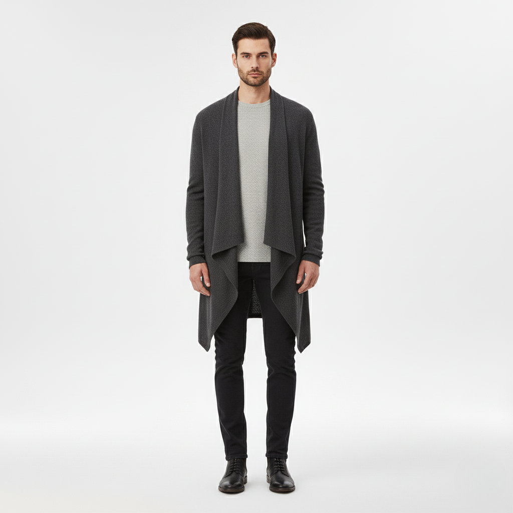 Men's Draped Knit Cardigan