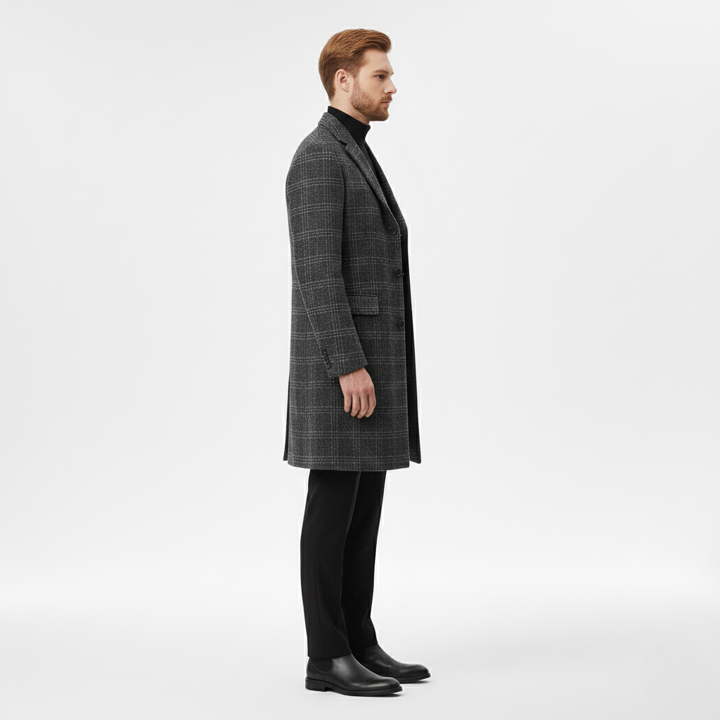 Men's Check Overcoat