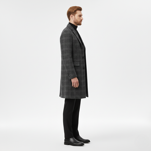 Men's Check Overcoat